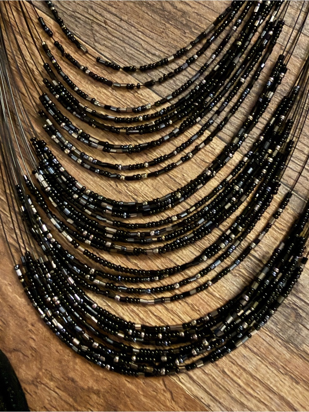 Vintage Beaded Scarf Necklace • Multi-Strand Statement Bib - Picture 11 of 11
